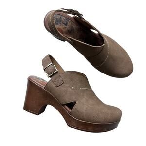 Børn Cecila Platform Slingback Clogs Brown Size 10 Boho chic Retro Chunky Heel
